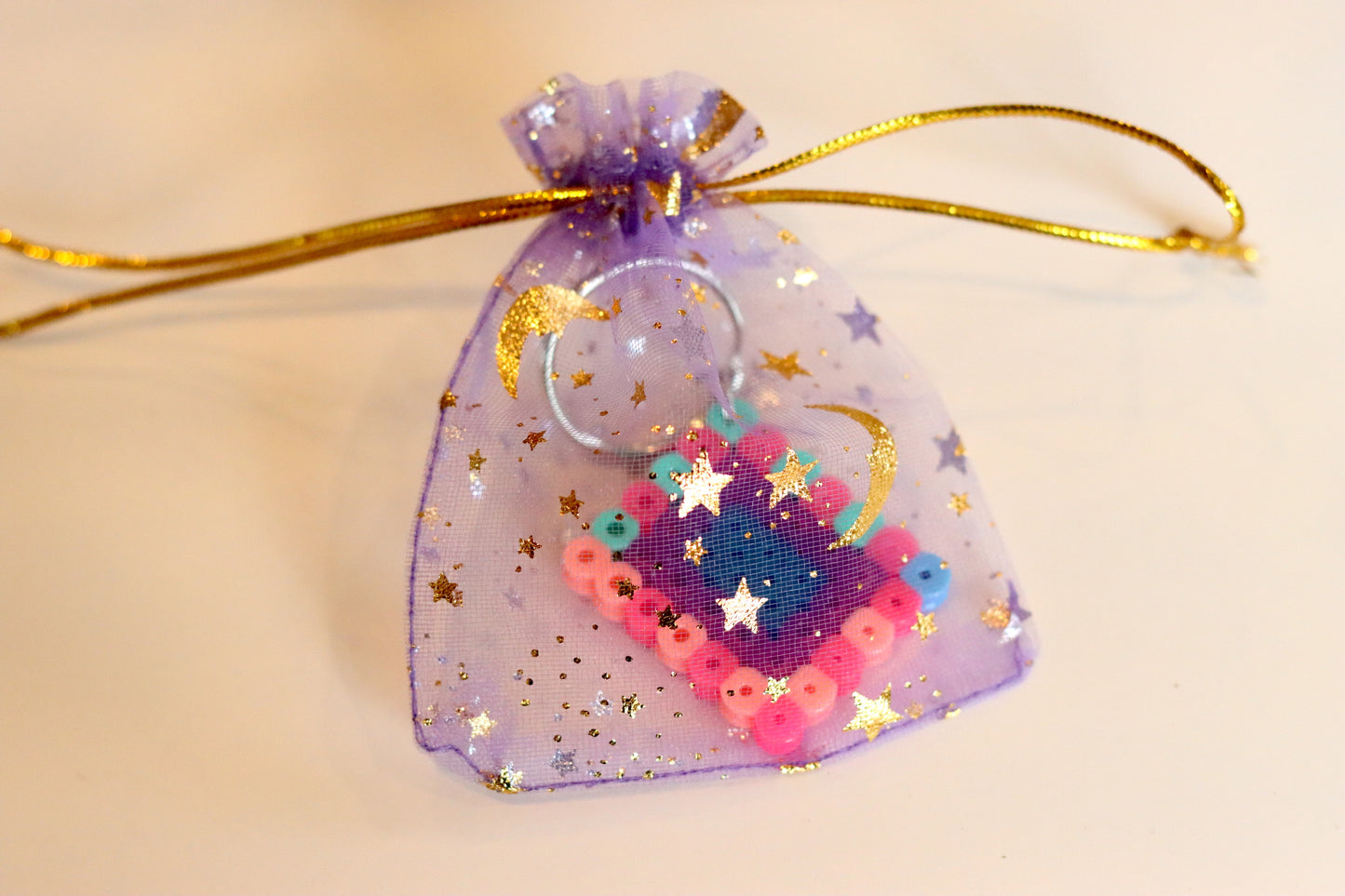 Pink and Blue Rectangle Keychain