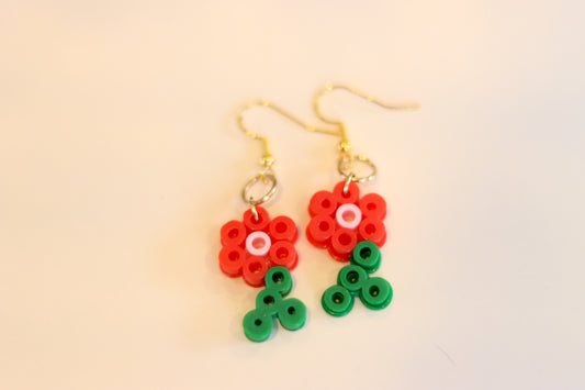 Red Flower Earrings